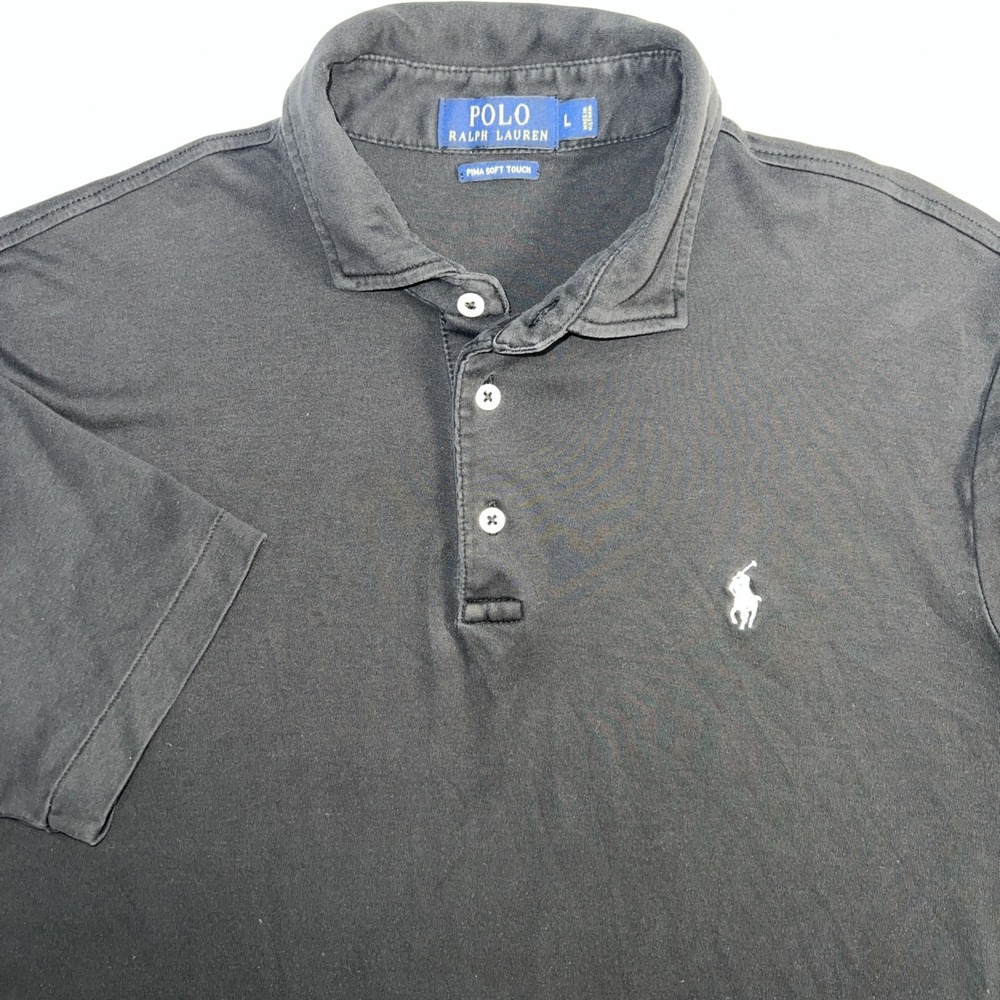 Polo Ralph Lauren Classic Fit Pima Cotton Soft Black Polo Large with White Pony